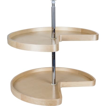Hardware Resources 28" Kidney Two-Shelf Banded Wood Lazy Susan Set BLSK228-SET